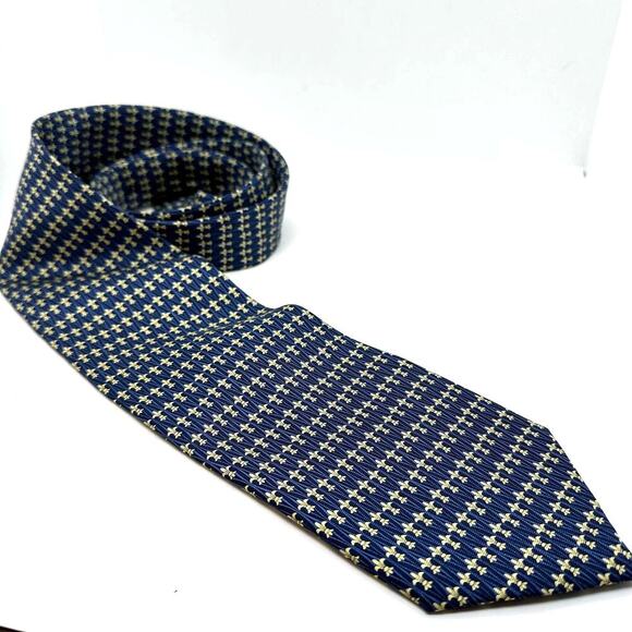 Fabris Venezia Navy with Gold Design Symbol 100% Silk Made in Italy Tie - Picture 3 of 7
